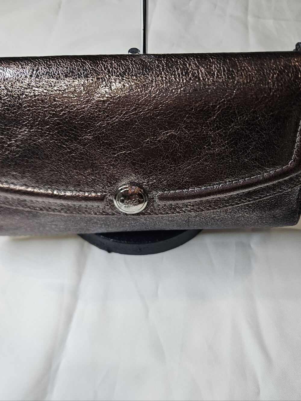 Vintage Y2K Coach Metallic Bronze Leather Wallet Clutch